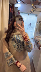 Zarisha Noor Designer Salsa Silk Heavy Embroidered Palazzo Suit with Sequins Work & Matching Dupatta