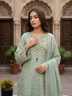 Premium Salsa Silk Embroidered Palazzo Set with Stone Work & Lace Border Dupatta, Fully Stitched Festive Ethnic Wear for Women