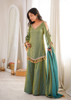 Zarisha Doremon Crush Mirror Lace Kurti Palazzo with Dupatta Set