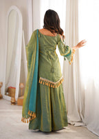 Zarisha Doremon Crush Mirror Lace Kurti Palazzo with Dupatta Set