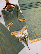 Zarisha Doremon Crush Mirror Lace Kurti Palazzo with Dupatta Set
