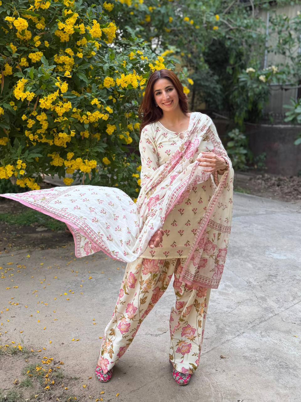 Designer Maslin Digital Print Suit Set for Women with Farshi Pant & Fox Georgette Dupatta, Fully Stitched Traditional Ethnic Wear