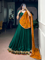 Ethnic Chinon Lehenga Choli with Georgette Bandhani Dupatta