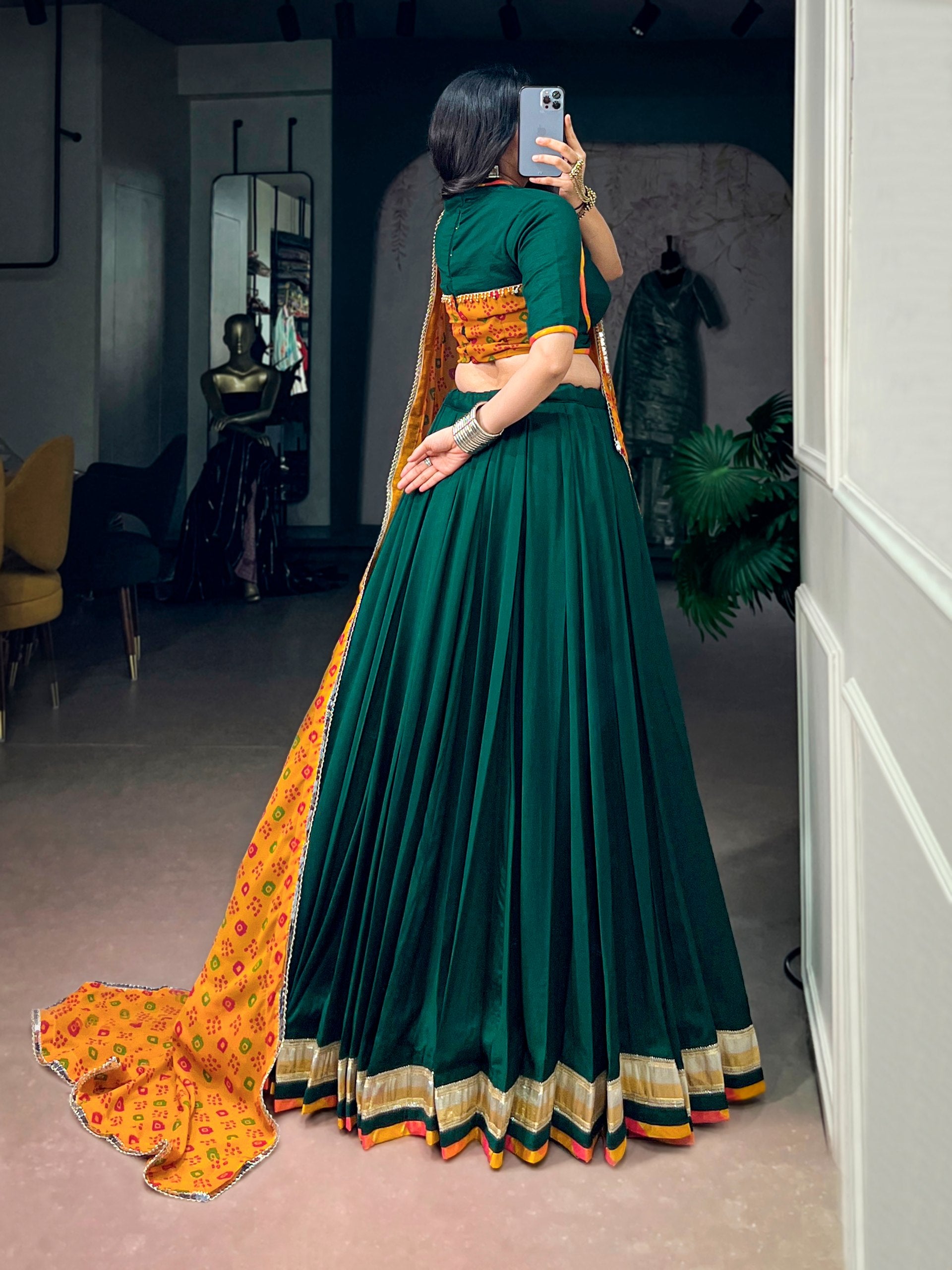Ethnic Chinon Lehenga Choli with Georgette Bandhani Dupatta