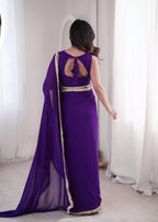 Vaidehika Georgette Ready-to-Wear Lace Border Saree with Designer Blouse