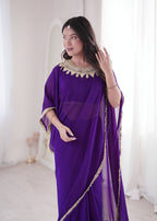 Vaidehika Georgette Ready-to-Wear Lace Border Saree with Designer Blouse