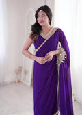 Vaidehika Georgette Ready-to-Wear Lace Border Saree with Designer Blouse