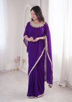 Vaidehika Georgette Ready-to-Wear Lace Border Saree with Designer Blouse