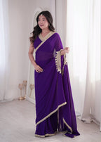 Vaidehika Georgette Ready-to-Wear Lace Border Saree with Designer Blouse