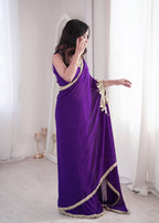 Vaidehika Georgette Ready-to-Wear Lace Border Saree with Designer Blouse