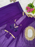 Vaidehika Georgette Ready-to-Wear Lace Border Saree with Designer Blouse
