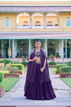 Yashika Fendi Silk Embroidered Lehenga with Shrug & stitched Blouse Set