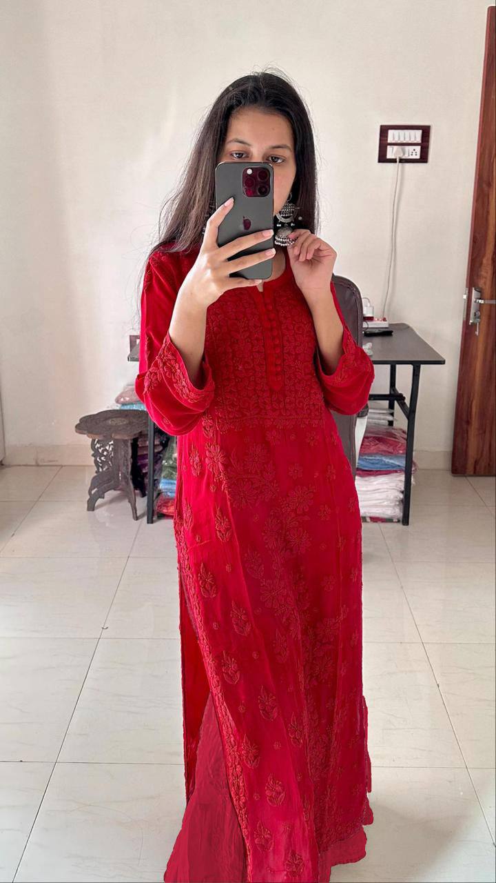 Premium Georgette Ethnic Suit with Lace Border Dupatta