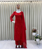 Premium Georgette Ethnic Suit with Lace Border Dupatta