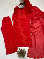 Premium Georgette Ethnic Suit with Lace Border Dupatta
