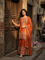 Yashvika ZMY Chu Silk Sequins Embroidered Sharara Suit with Dupatta