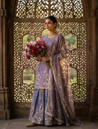 Yashvika ZMY Chu Silk Sequins Embroidered Sharara Suit with Dupatta