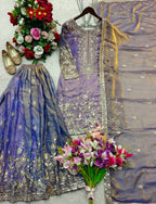 Yashvika ZMY Chu Silk Sequins Embroidered Sharara Suit with Dupatta