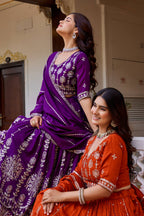Designer Pure Vichitra Heavy Sequin Work Lehenga Choli, Fully Stitched Wedding Wear Set with 3.50 Metre Flair Dupatta