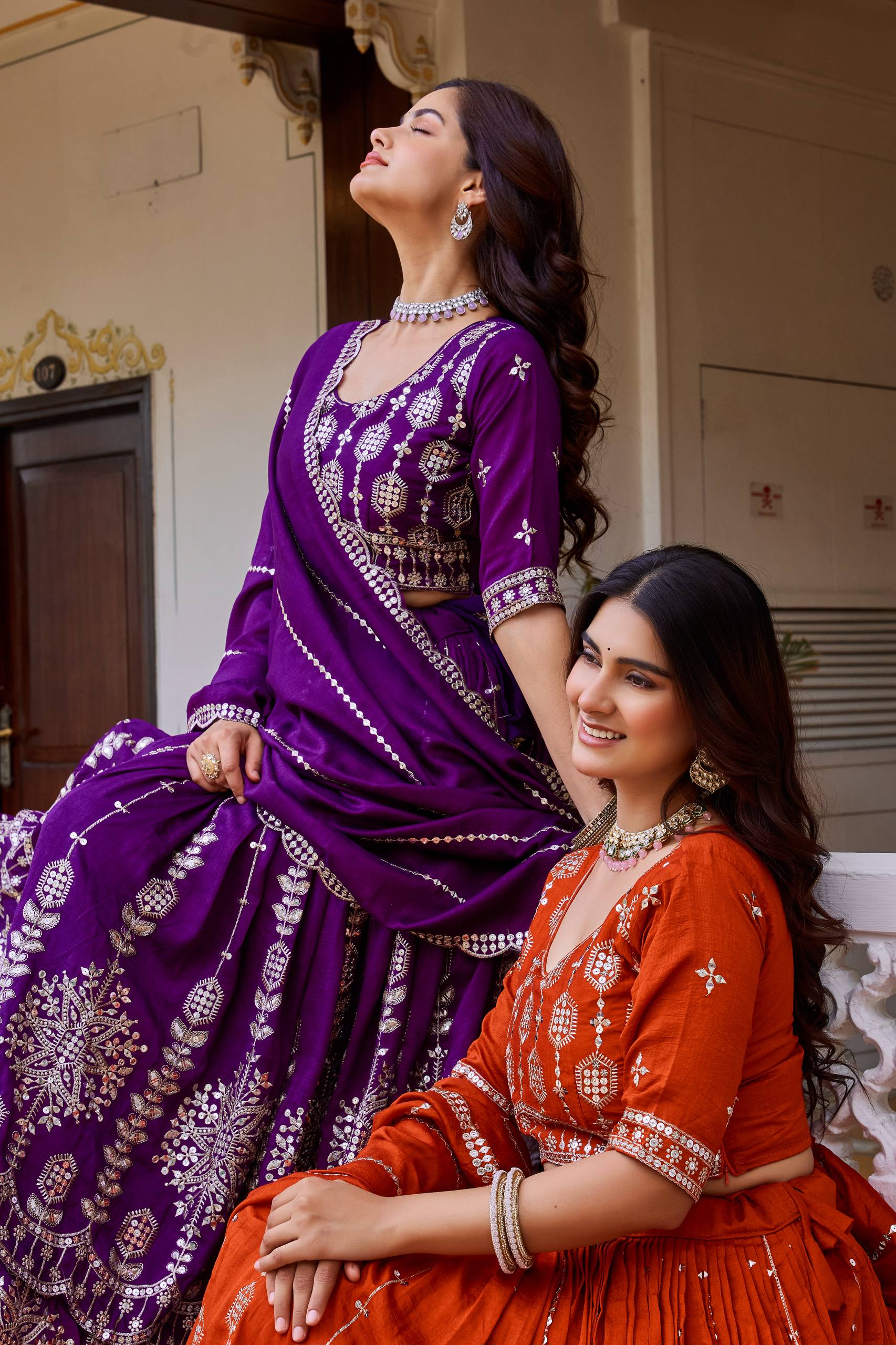 Designer Pure Vichitra Heavy Sequin Work Lehenga Choli, Fully Stitched Wedding Wear Set with 3.50 Metre Flair Dupatta