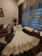 Afsana Étoile Designer Heavy Georgette Sequins Embroidered Anarkali Gown Set with 4 Meter Flair and Embroidered Dupatta