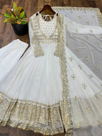 Afsana Étoile Designer Heavy Georgette Sequins Embroidered Anarkali Gown Set with 4 Meter Flair and Embroidered Dupatta