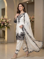 Traditional Farshi Salwar Suit Set with Embroidered Organza Dupatta