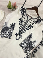 Traditional Farshi Salwar Suit Set with Embroidered Organza Dupatta