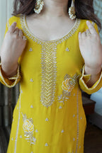 Faux Georgette Gharara Suit with Sequence Embroidery & Beads Work