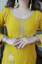 Faux Georgette Gharara Suit with Sequence Embroidery & Beads Work