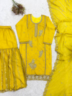 Faux Georgette Gharara Suit with Sequence Embroidery & Beads Work