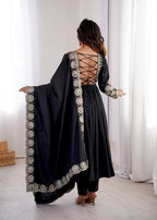 Ridhanya Roman Silk Elegant Embroidered Gown with Chanderi Dupatta