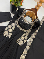 Ridhanya Roman Silk Elegant Embroidered Gown with Chanderi Dupatta