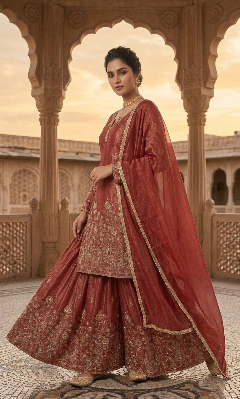 Designer Party Wear Sharara Suit with Premium Craftsmanship