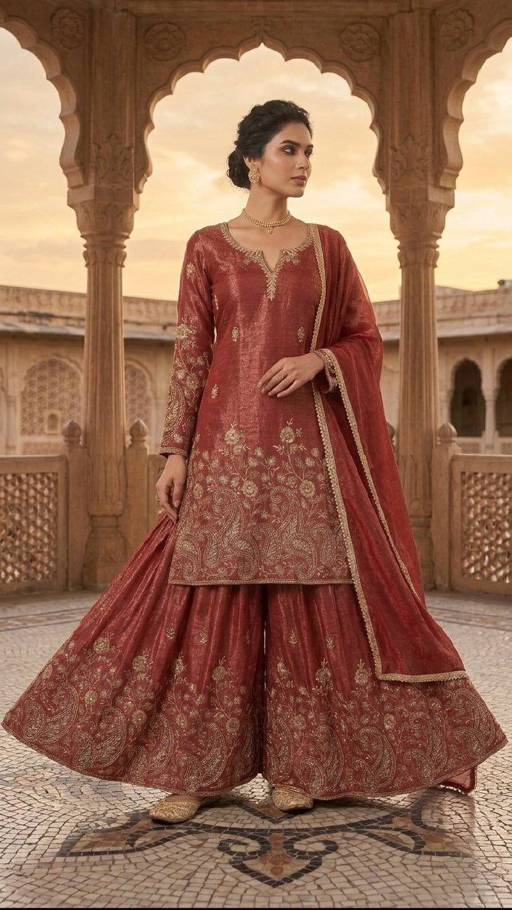 Designer Party Wear Sharara Suit with Premium Craftsmanship