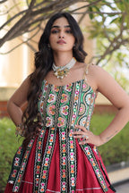Rangvisha Designer Kora Cotton Navratri Lehenga Choli with 12 Meter Flair & Kutchi Patchwork Blouse