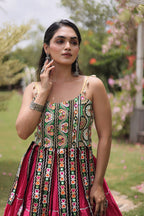 Rangvisha Designer Kora Cotton Navratri Lehenga Choli with 12 Meter Flair & Kutchi Patchwork Blouse