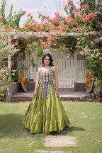 Rangvisha Designer Kora Cotton Navratri Lehenga Choli with 12 Meter Flair & Kutchi Patchwork Blouse