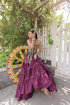 Rangvisha Designer Kora Cotton Navratri Lehenga Choli with 12 Meter Flair & Kutchi Patchwork Blouse