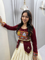 Navratri Special Pure Cotton Handcrafted Lehenga Choli with Real Kodi Work, Gamthi Embroidery and Heavy Ribbon Work 9 Metre Lehenga