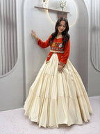 Navratri Special Pure Cotton Handcrafted Lehenga Choli with Real Kodi Work, Gamthi Embroidery and Heavy Ribbon Work 9 Metre Lehenga