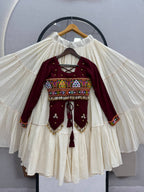 Navratri Special Pure Cotton Handcrafted Lehenga Choli with Real Kodi Work, Gamthi Embroidery and Heavy Ribbon Work 9 Metre Lehenga