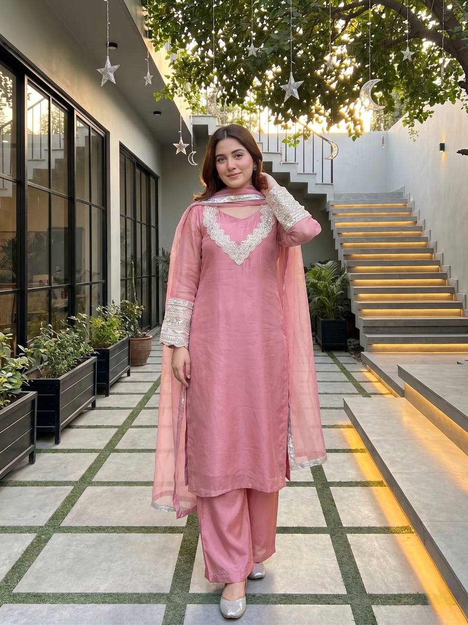 Vaidehi Heavy Fendy Silk Embroidered Coding Sequins Kurti with Palazzo, Choli & Dupatta Set
