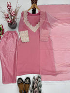 Vaidehi Heavy Fendy Silk Embroidered Coding Sequins Kurti with Palazzo, Choli & Dupatta Set