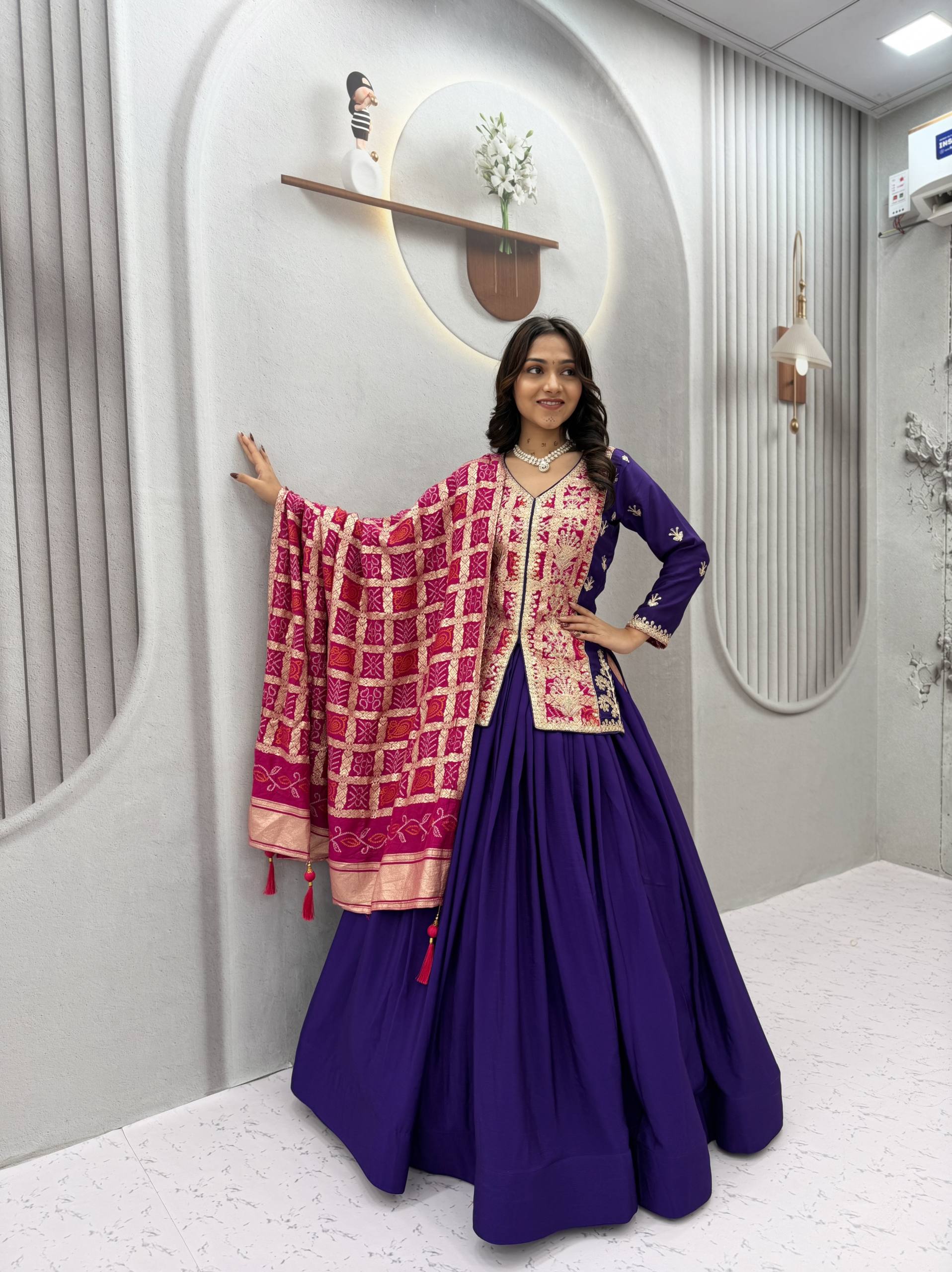 Royal Badhni Style Pure Chinon Silk Lehenga Choli with Heavy Sequin Embroidery, Thread & Cording Work, Dori Cancan Lehenga and Designer Dupatta