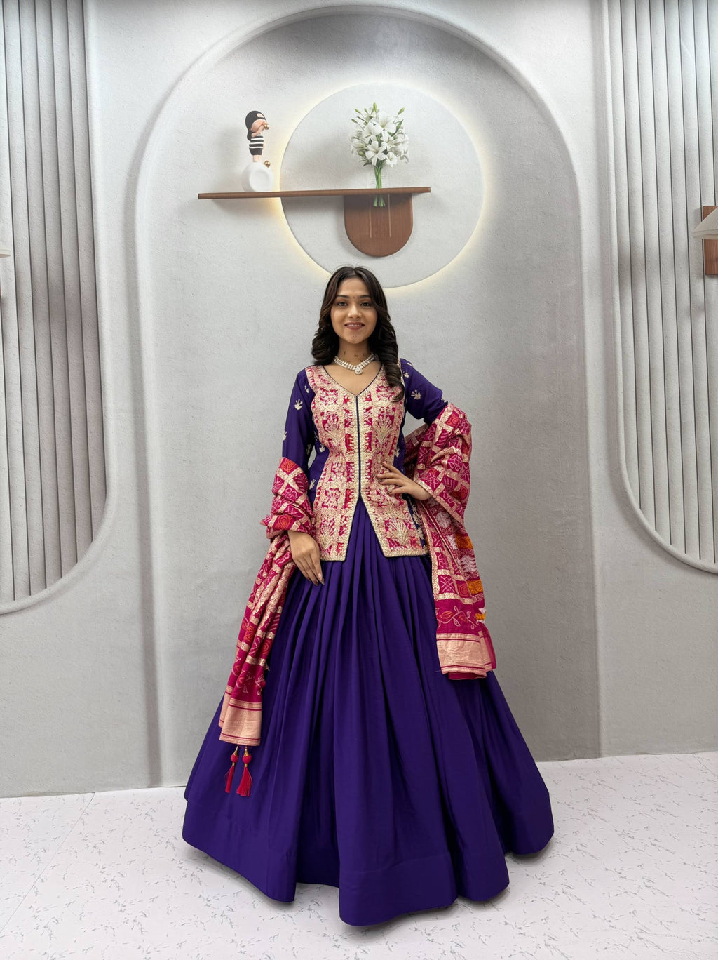 Royal Badhni Style Pure Chinon Silk Lehenga Choli with Heavy Sequin Embroidery, Thread & Cording Work, Dori Cancan Lehenga and Designer Dupatta