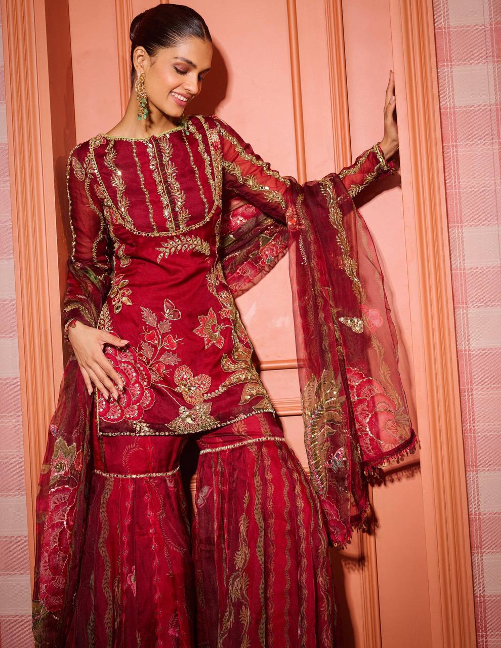 Soft Organza Sharara Set with Real Mirror & Sequence Embroidery Work