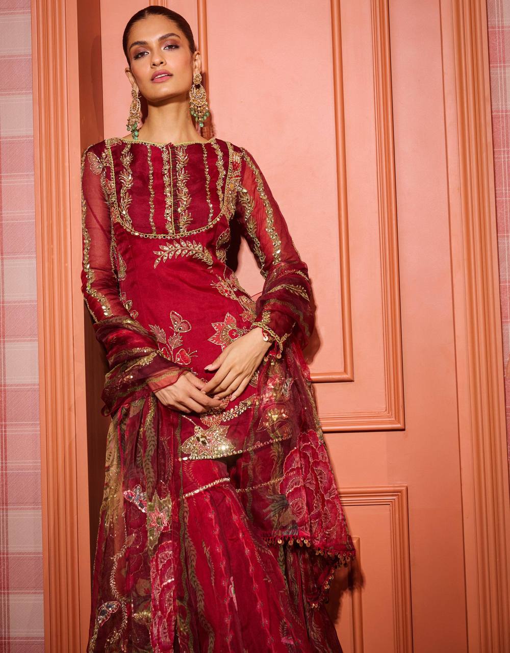 Soft Organza Sharara Set with Real Mirror & Sequence Embroidery Work