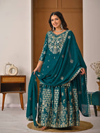 Designer Chinnon Silk Lehenga Choli Set with Embroidery & Sequins
