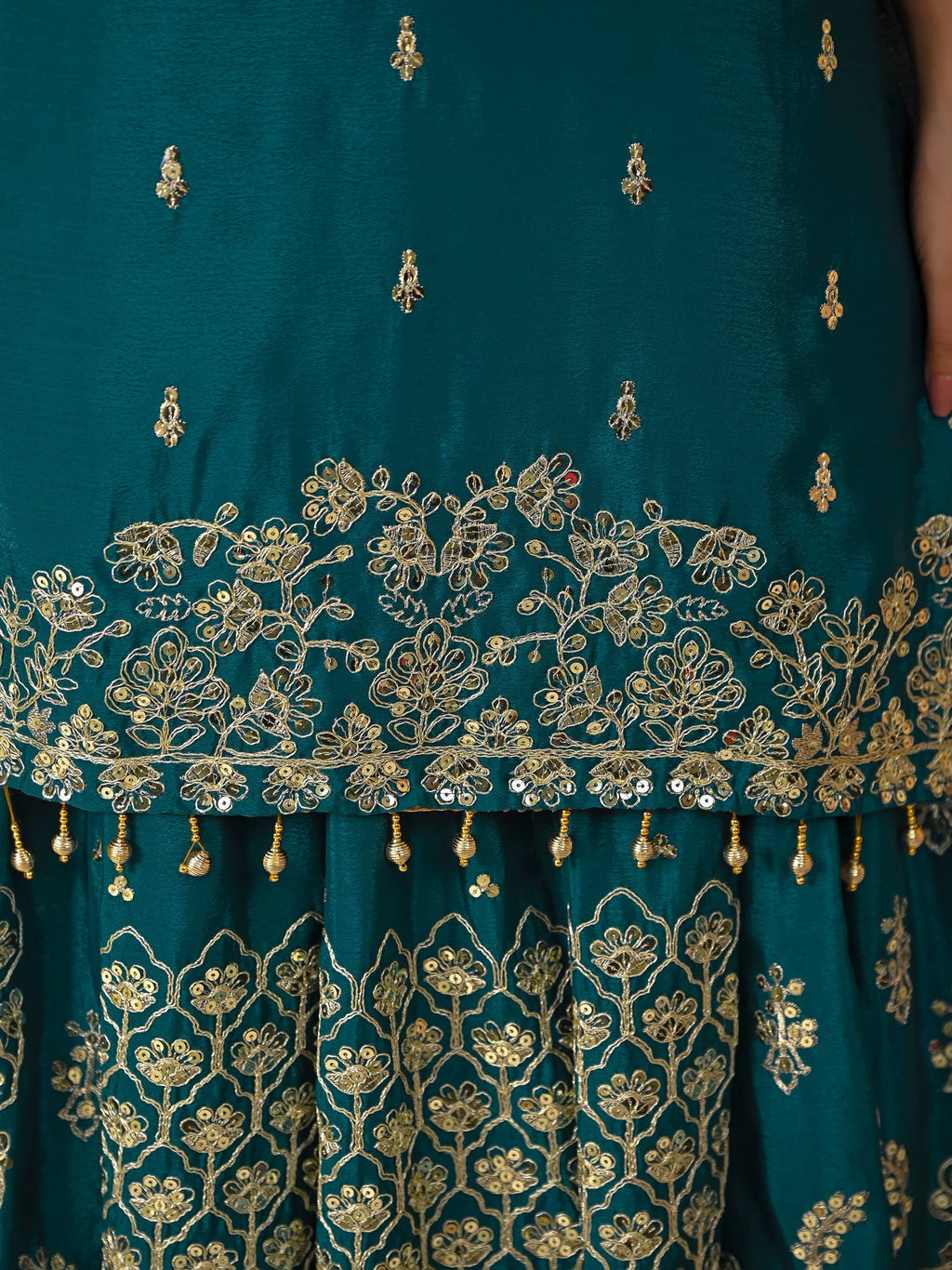 Designer Chinnon Silk Lehenga Choli Set with Embroidery & Sequins